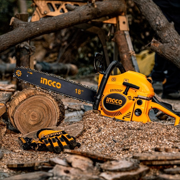 INGCO GASOLINE CHAIN SAW 18" 450MM OUTPUT 1800W GCS5451811