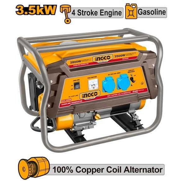 INGCO GASOLINE GENERATOR MAX 3500W RATED 2800W GE35006