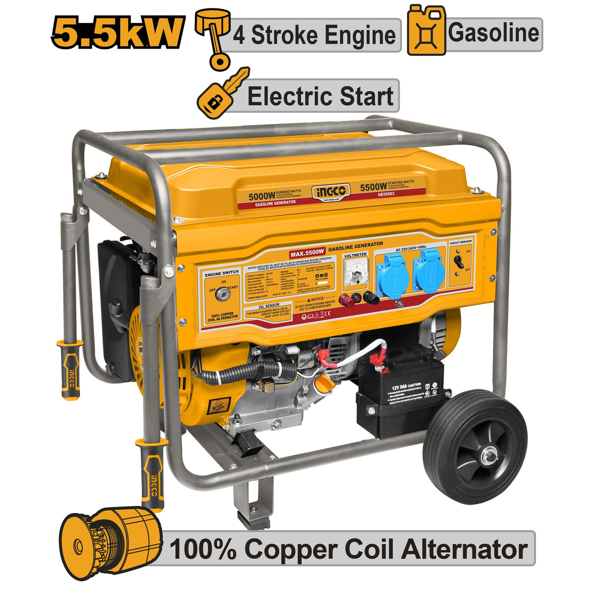 INGCO GASOLINE GENERATOR MAX 5500W RATED 5000W GE55003 Main image