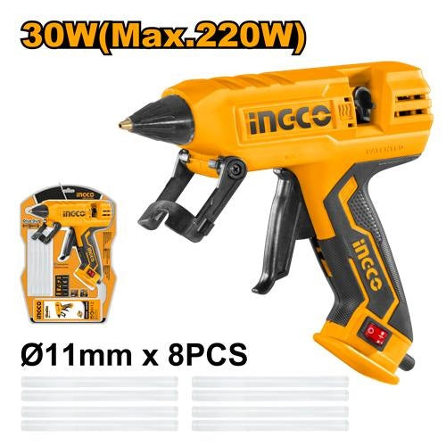 INGCO ELECTRIC GLUE GUN 30W WITH 8PCS 150MM GLUE STICK GG308 Main image