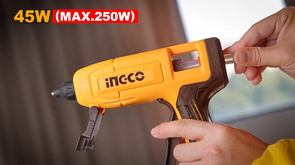 INGCO ELECTRIC GLUE GUN 45W-MAX250W WITH 8PCS150MM GLUE STICK GG408