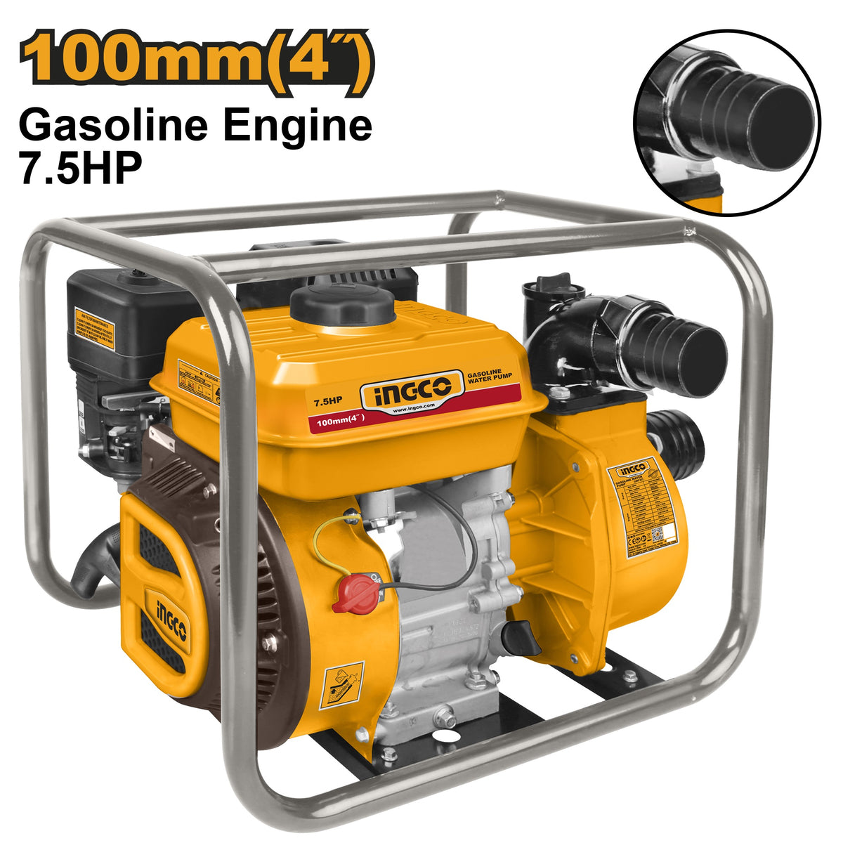 INGCO GASOLINE WATER PUMP 4" MAX HEAD 29M MAX FLOW 1500L/M GWP412