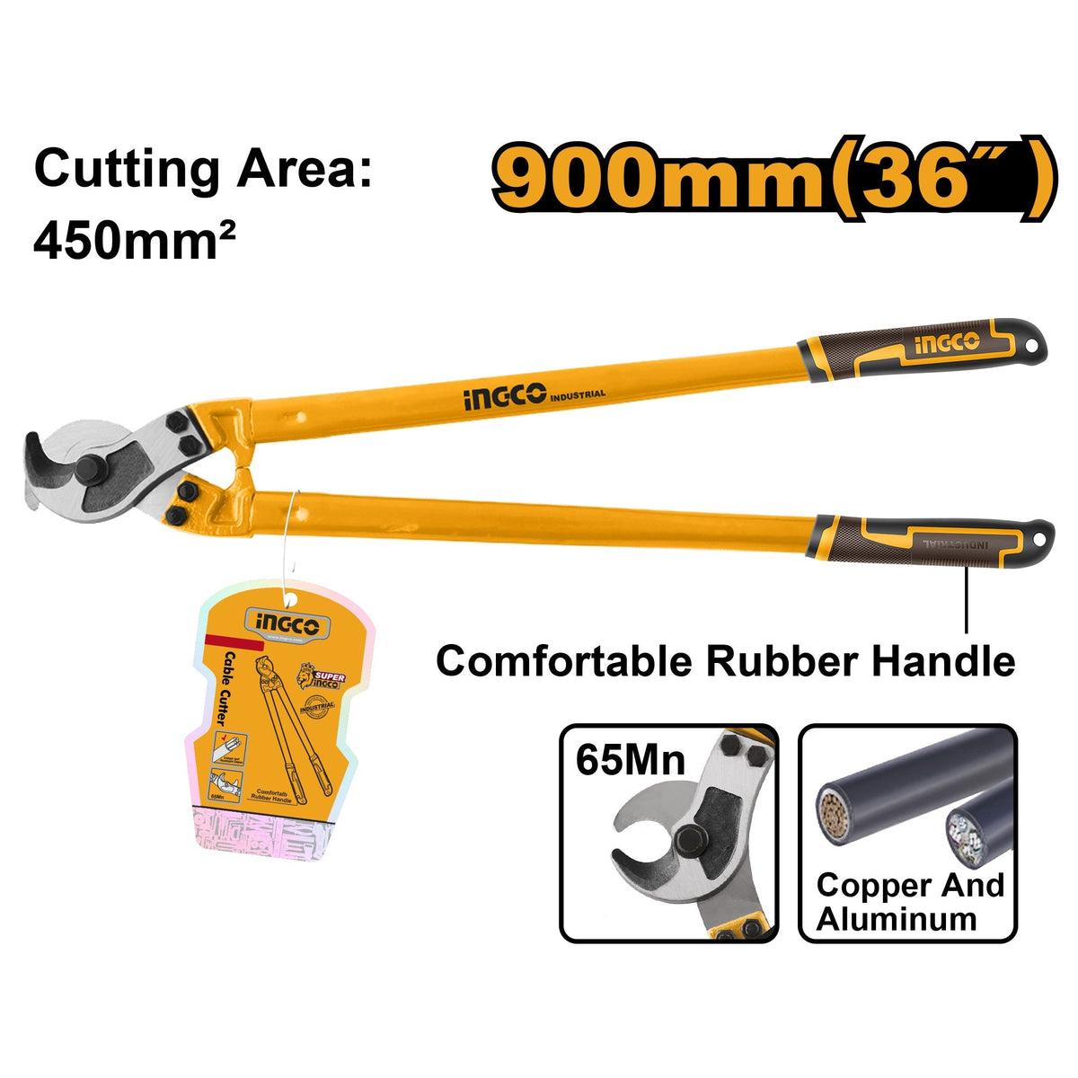 INGCO HEAVY DUTY CABLE CUTTER 36" 900MM CUTTING AREA 450M2 HCCB0136