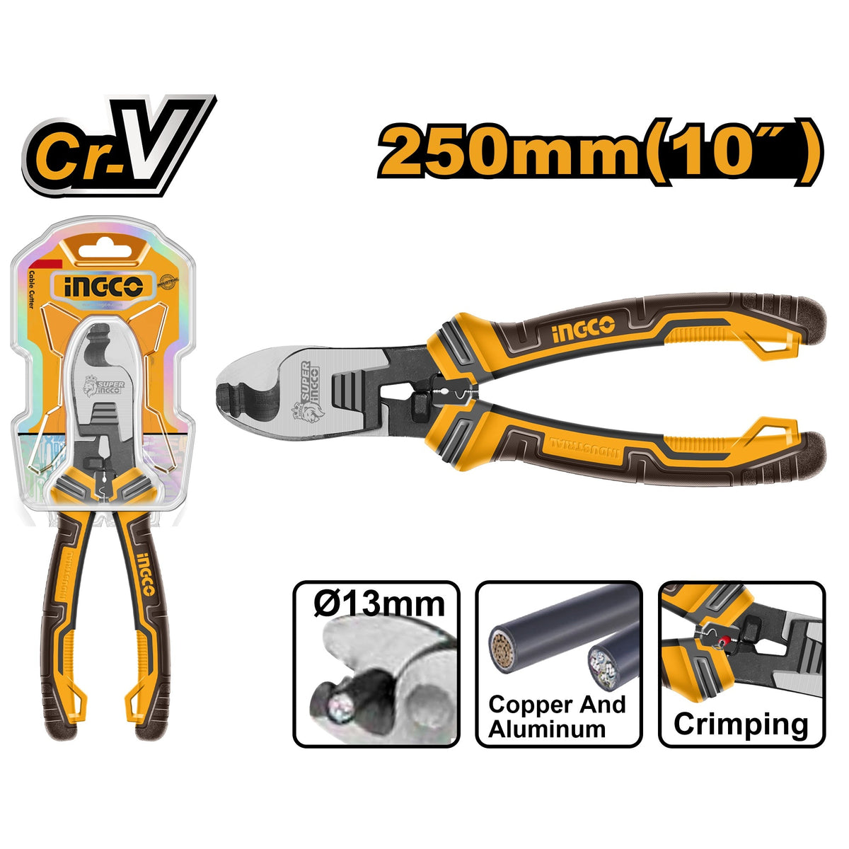 INGCO HEAVY DUTY CABLE CUTTER 250MM 10" HCCB0210 Main image