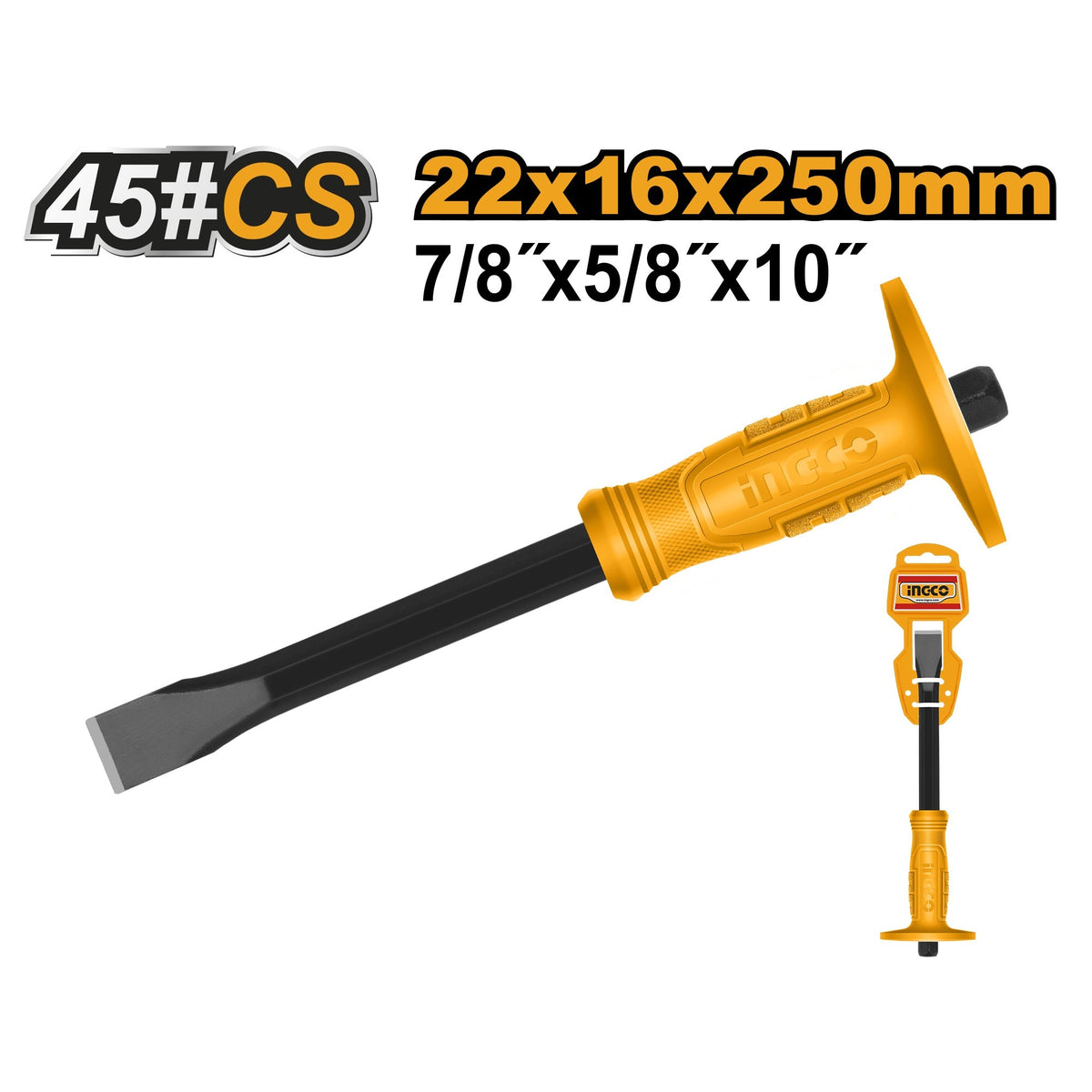 INGCO CONCRETE FLAT CHISEL WITH GUARD 10", 22X16X250MM HCCL082210 Main image