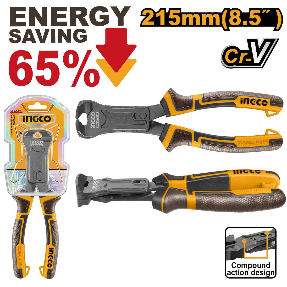 INGCO COMPOUND ACTION EBD CUTTING PLIER 8.5" 215MM HCECP58200 Main image