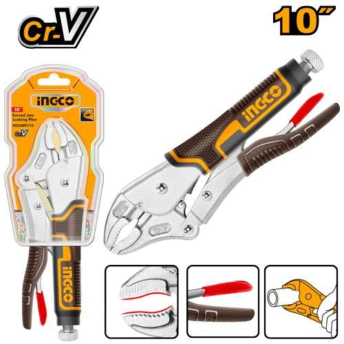 INGCO CR.V CURVED JAW LOCKING PLIER 10" HCJLW0110 Main image