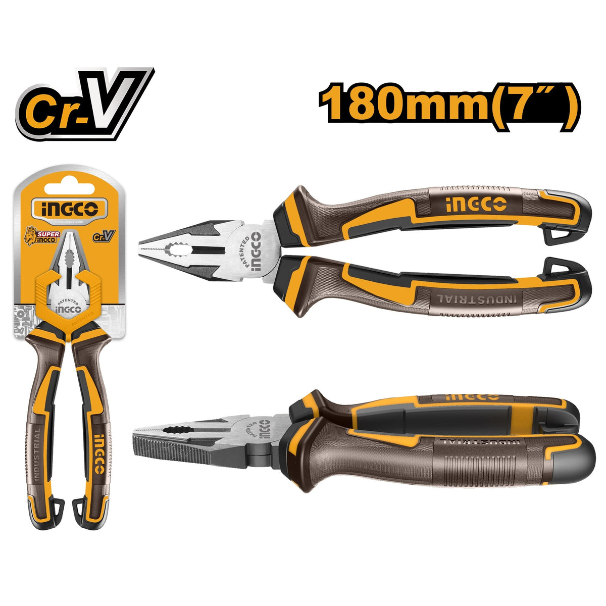 INGCO HD CR.V COMBINATION PLIER BLACK POLISHED