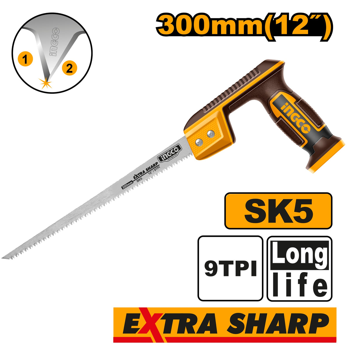 INGCO 12" COMPASS SAW HEAT TREATMENT TEETH 7TPI HCS3006 Main image