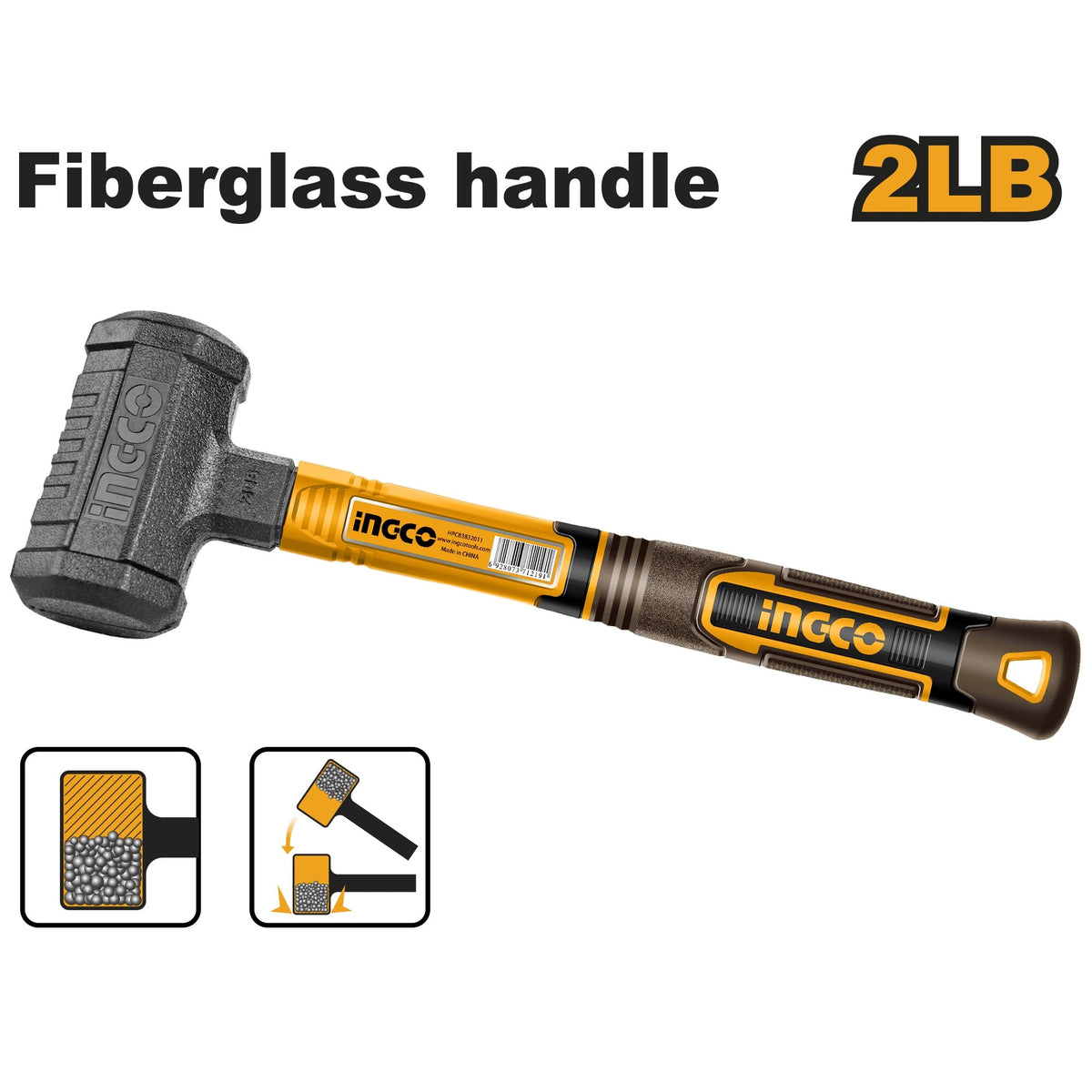 INGCO 2LB DEAD BLOW MALLET FIBREGLASS HANDLE HDBM08028