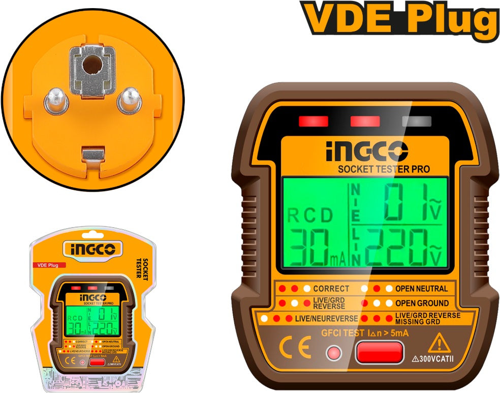 INGCO BRITISH PLUG SOCKET TESTER HESST30012 Secondary image