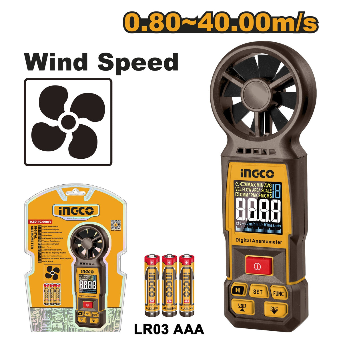 INGCO DIGITAL ANEMOMETER (WIND SPEED) HETAN031 Main image