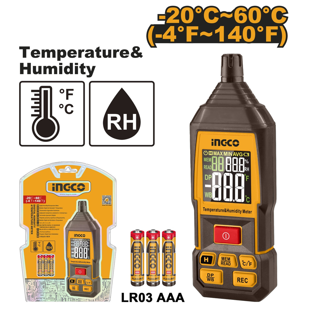INGCO DIGITAL HUMIDITY & TEMPERATURE METER HETHT031 Main image