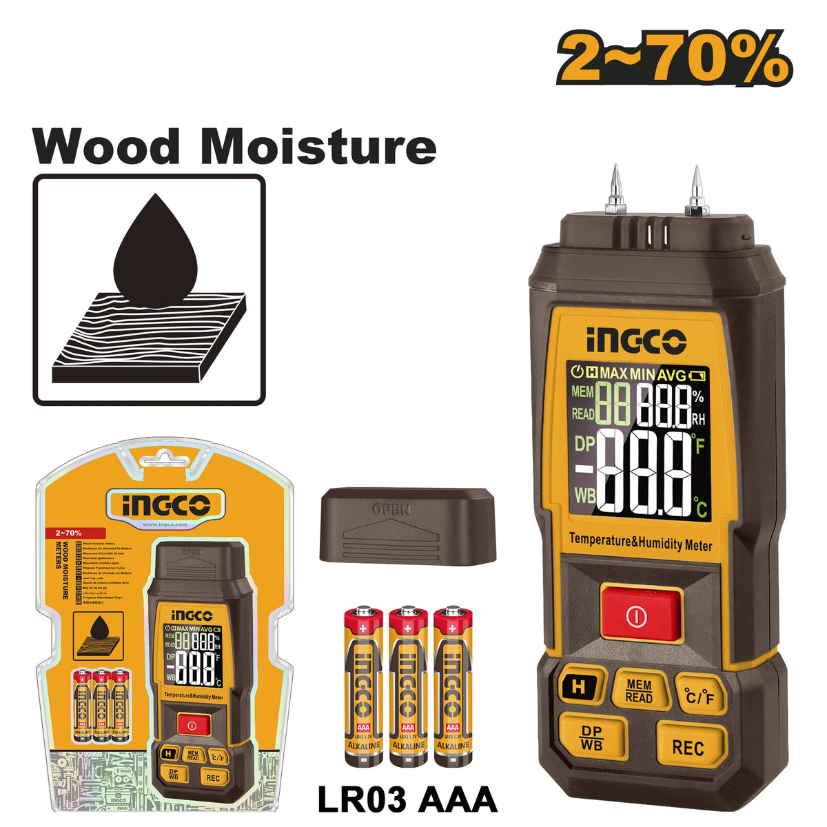 INGCO DIGITAL WOOD MOISTURE METER HETWM031 Main image