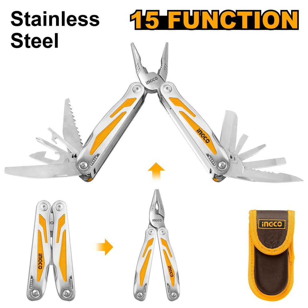INGCO FOLDABLE MULTI-FUNCTION TOOL W/NYLON BELT POUCH HFMFT0115 Main image