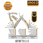 INGCO FOLDABLE MULTI-FUNCTION TOOL W/NYLON BELT POUCH HFMFT0115
