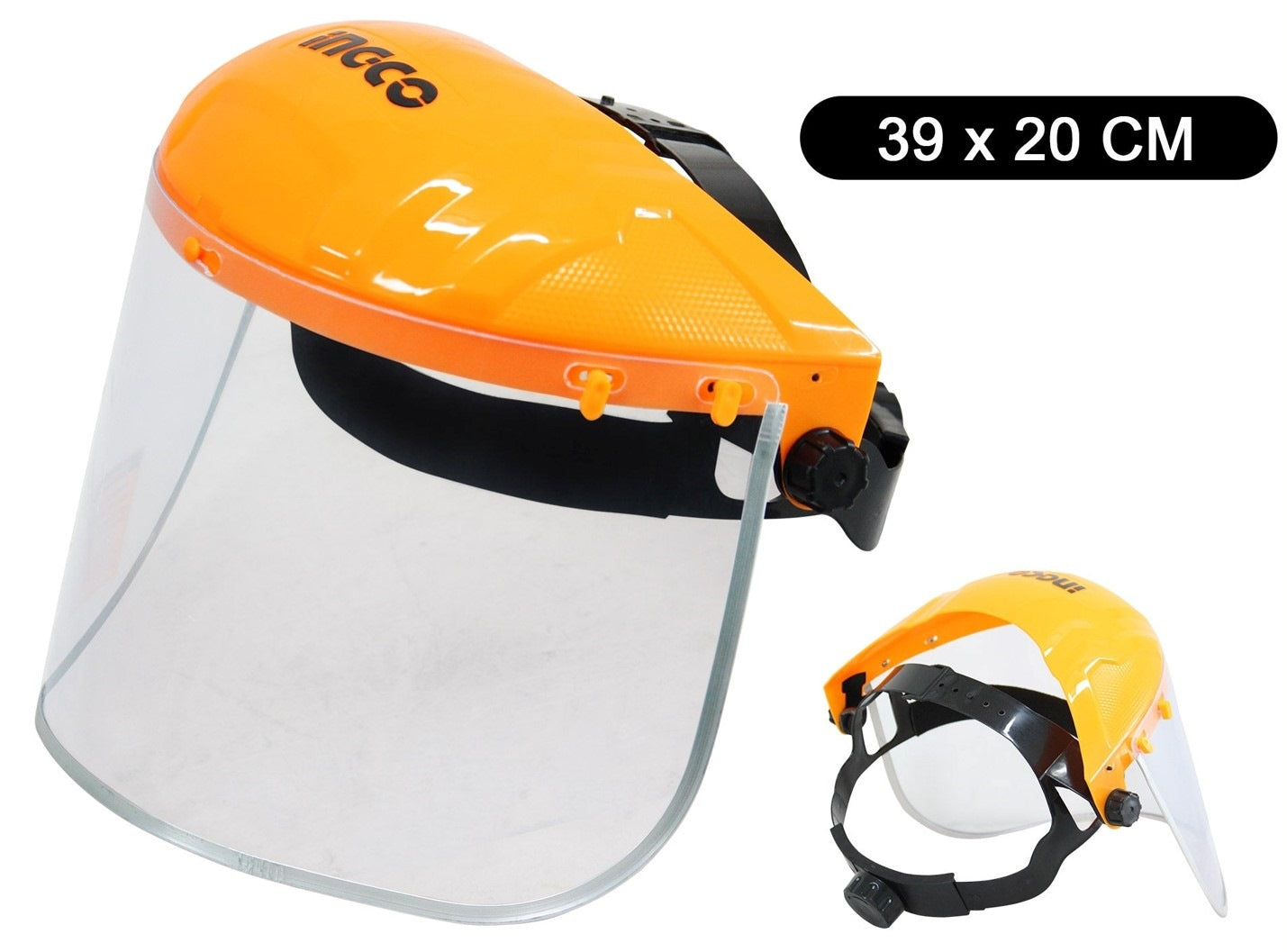 INGCO IMPACT RESISTANT FACE SHIELD ADJUSTABLE HEAD GEAR 390X200MM HFSPC32 Secondary image