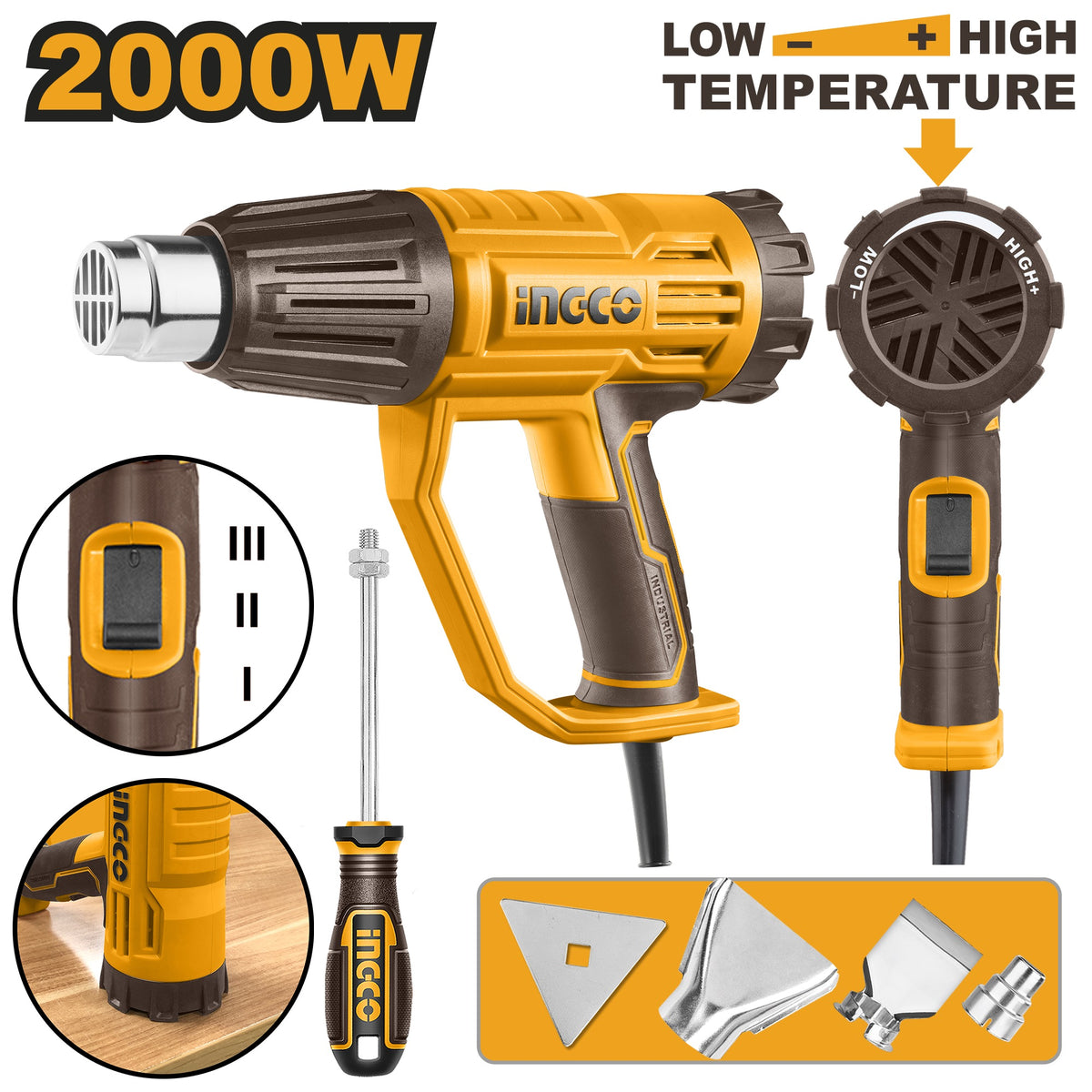 INGCO 3 STAGES HEAT GUN 2000W HG200047 Main image