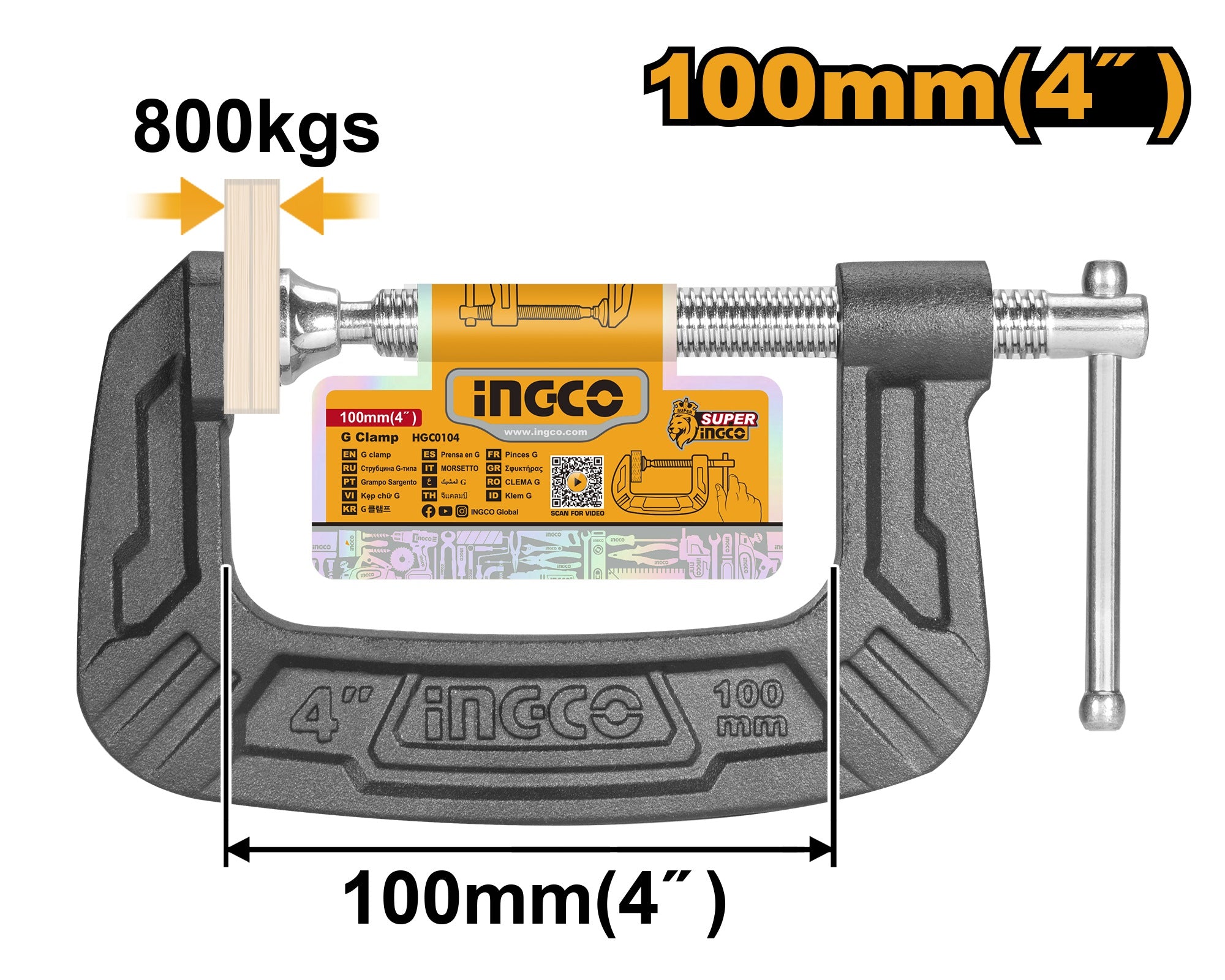 INGCO MALLEABLE CAST IRON G-CLAMP Secondary image