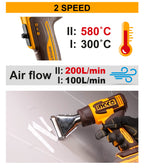 INGCO 20V LI-ION HEAT GUN 300/580°C + TOOLS HGLI2008 (BARE UNIT)