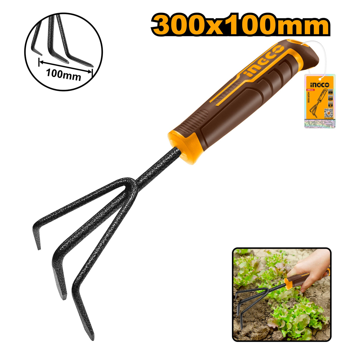 INGCO GARDEN 3 PRONGE RAKE HGR1008 Main image