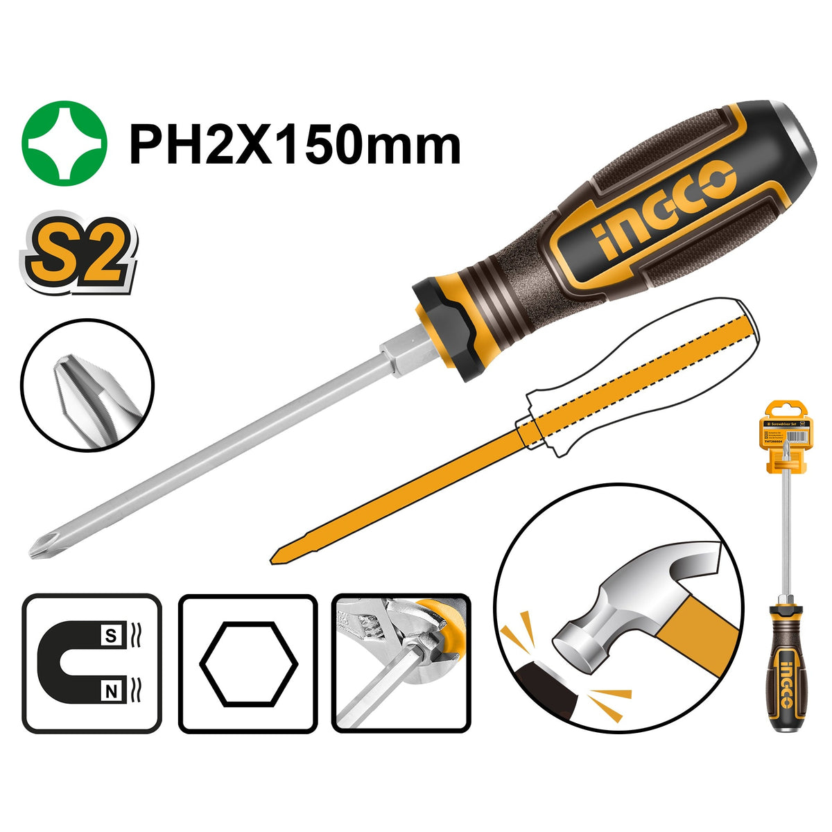 INGCO GO THRU SCREWDRIVER