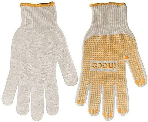 INGCO KNITTED COTTON GLOVES WITH PVC DOTS 58GM/PAIR HGVK05 Secondary image