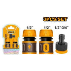 INGCO 3PCS WATER HOSE QUICK CONNECTOR SET HHCS03122