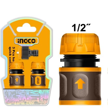 INGCO 3PCS WATER HOSE QUICK CONNECTOR SET HHCS03122