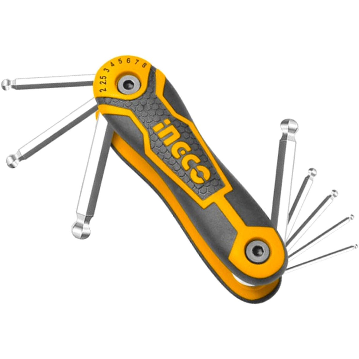INGCO 8PCS FOLDABLE BALL POINT HEX KEY SET(2-8MM) HHK14082 Main image