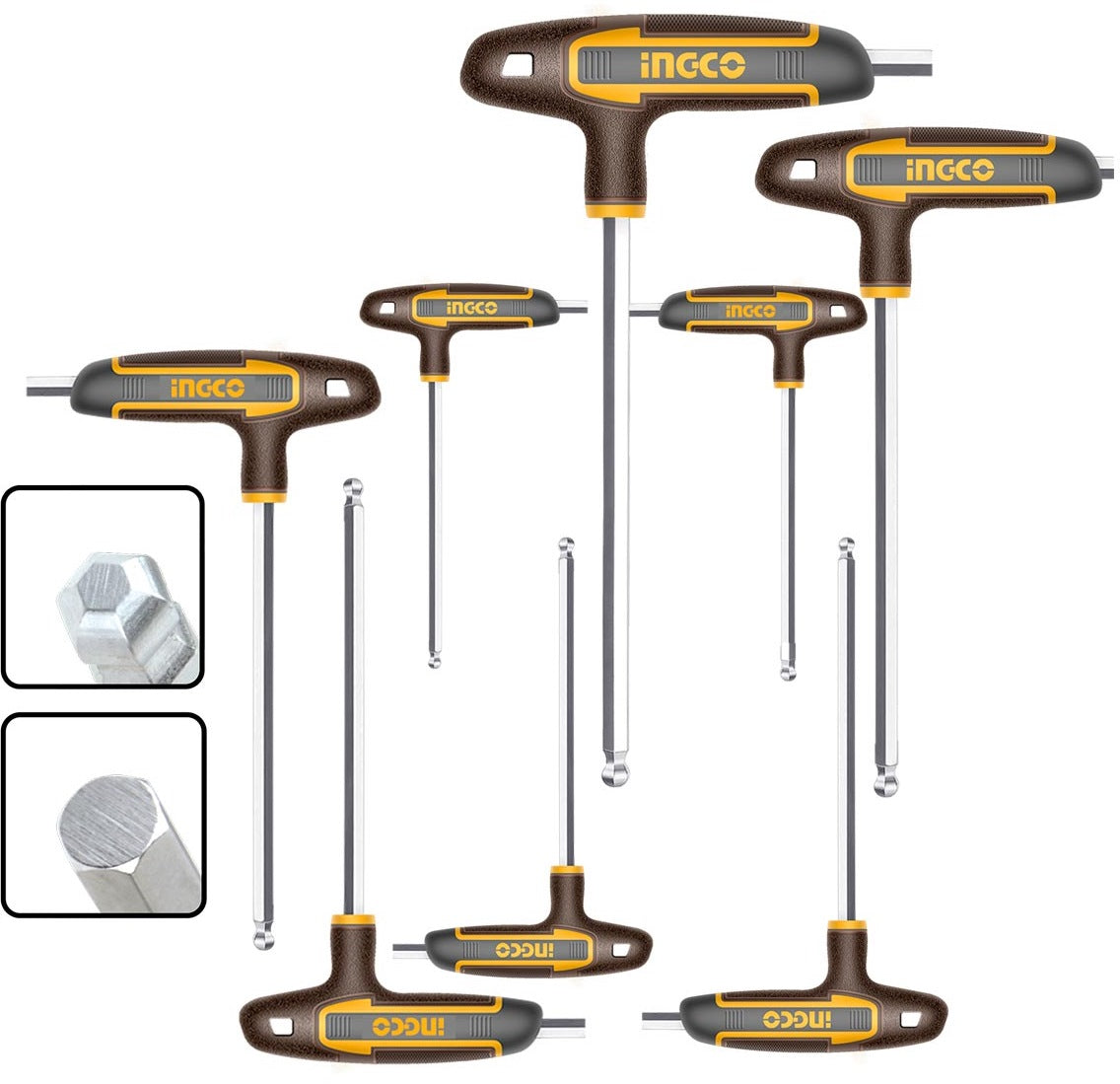 INGCO 8PCS T-HANDLE BALL POINT HEX KEY SET(2-10MM) HHKT80828 Secondary image