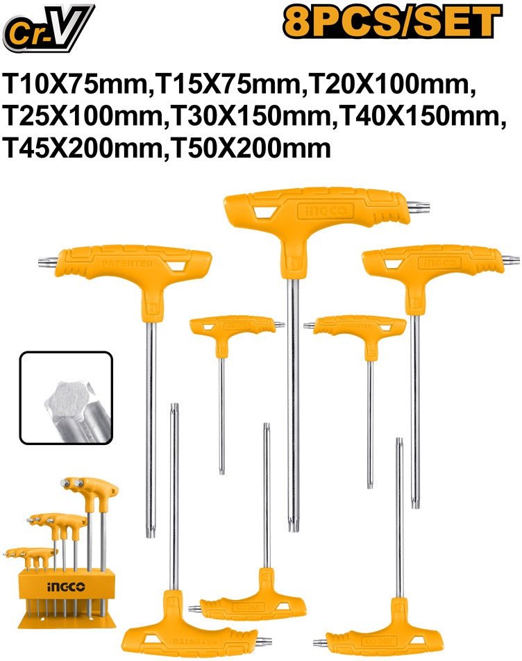 INGCO 8PCS T-HANDLE TORX KEY SET(T10-T50) HHKT80838 Secondary image