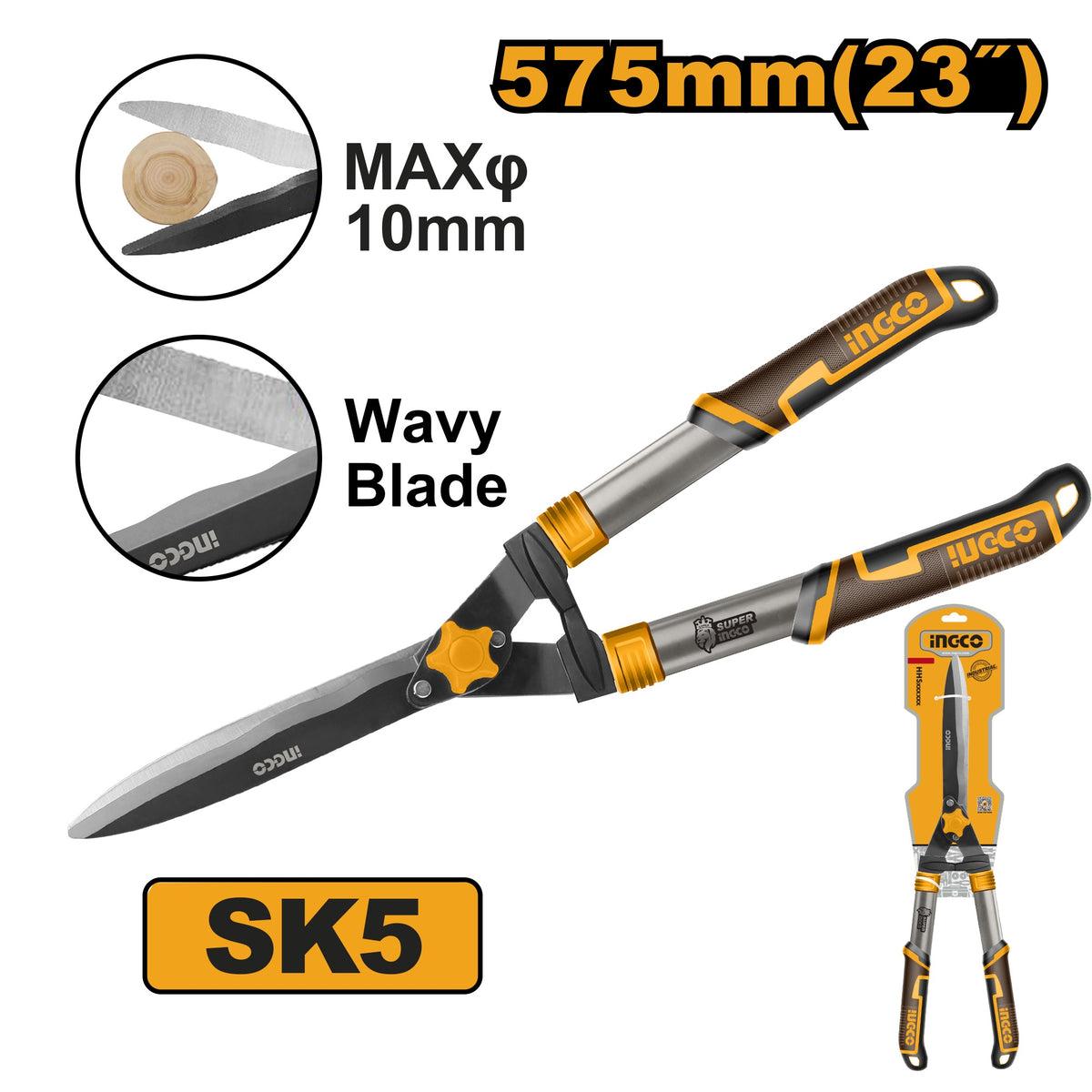 INGCO HEDGE SHEAR TEFLON COATED BLADE 560MM HHS6301