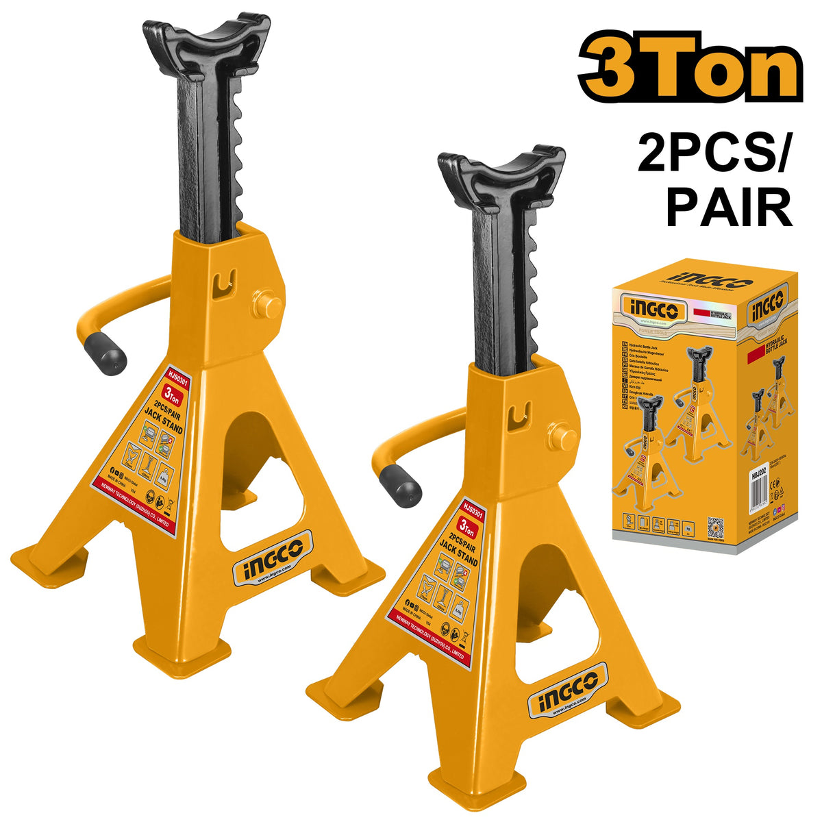 INGCO 3 TON JACK STAND 2PCS PAIR HEIGHT 285~425MM HJS0301 Main image
