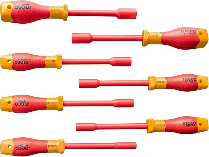 INGCO VDE 7PCS INSULATED NUT SCREWDRIVER SET 6,7.8.9.10.11 &12MM HKISD0701