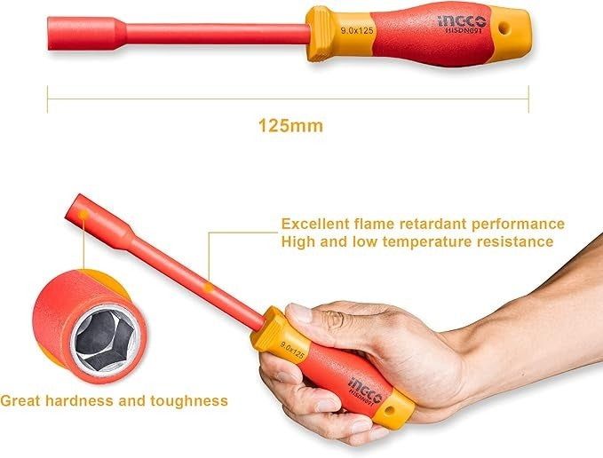 INGCO VDE 7PCS INSULATED NUT SCREWDRIVER SET 6,7.8.9.10.11 &12MM HKISD0701