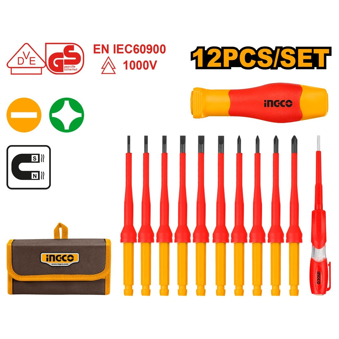 INGCO VDE 12PCS INSULATED INTERCHANGEABLE SCREWDRIVER SET HKISD1201 Main image