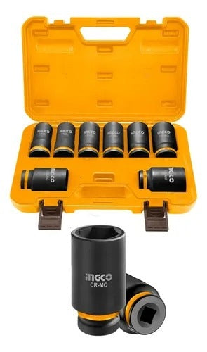 INGCO 8PCS 3/4" DR. CR-MO DEEP IMPACT SOCKET SET 26-38MM HKISSD34082L Secondary image