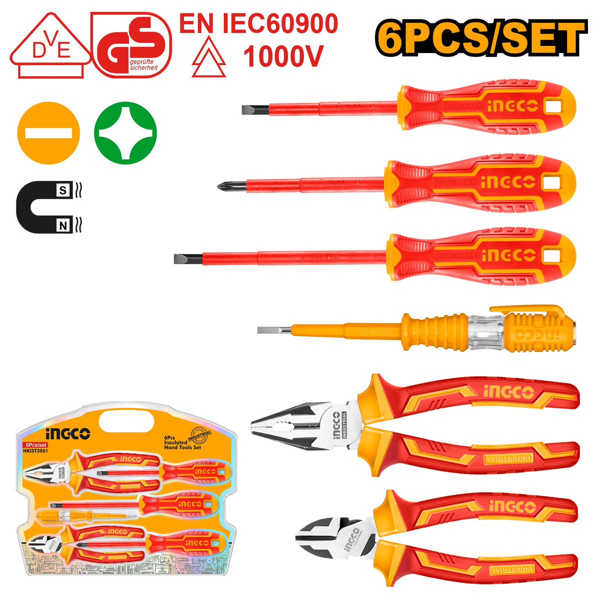 INGCO VDE 6PCS INSULATED HAND TOOL SET HKIST3061 Main image
