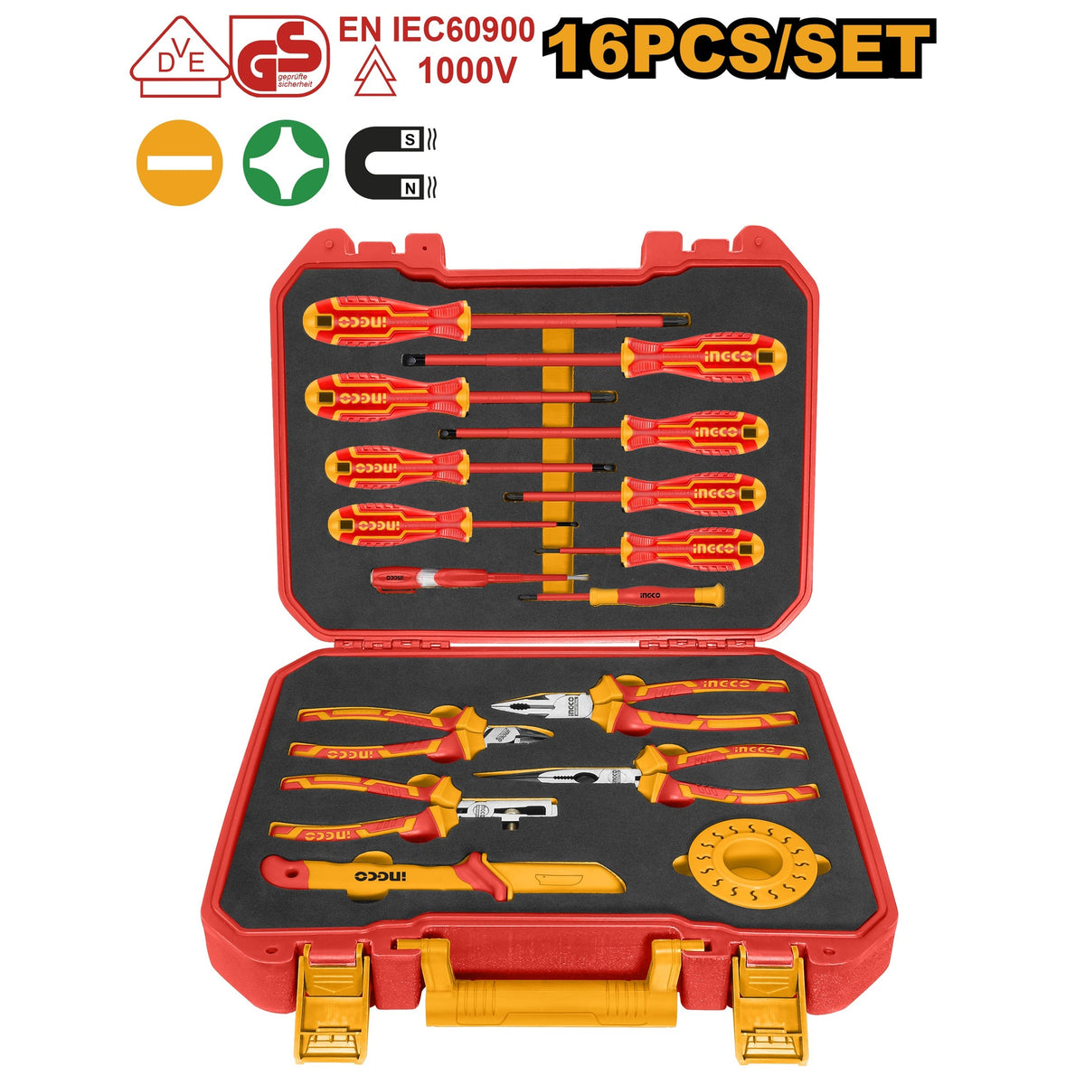 INGCO VDE 16PCS INSULATED HAND TOOL SET HKITH1601 Main image