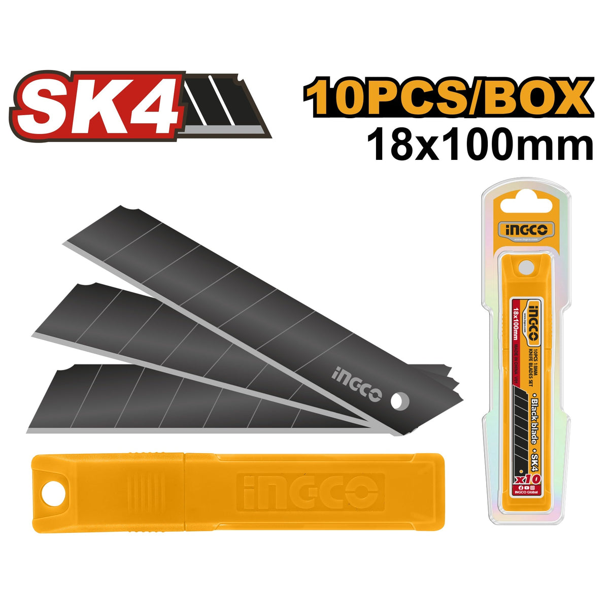 INGCO HIGH TEMPERATED BLACK SNAP OFF BLADE 18MM HKNCB181 Main image