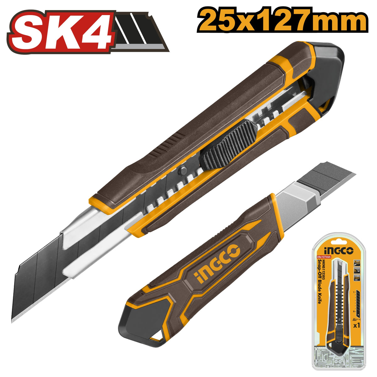 INGCO SNAP OFF BLADE AUTO LOCK KNIFE 25MM HKNS112505 Main image