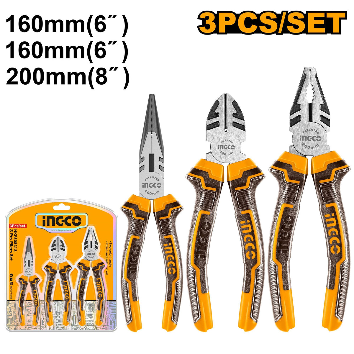 INGCO 3PCS PLIER SET HKPS08318 Main image