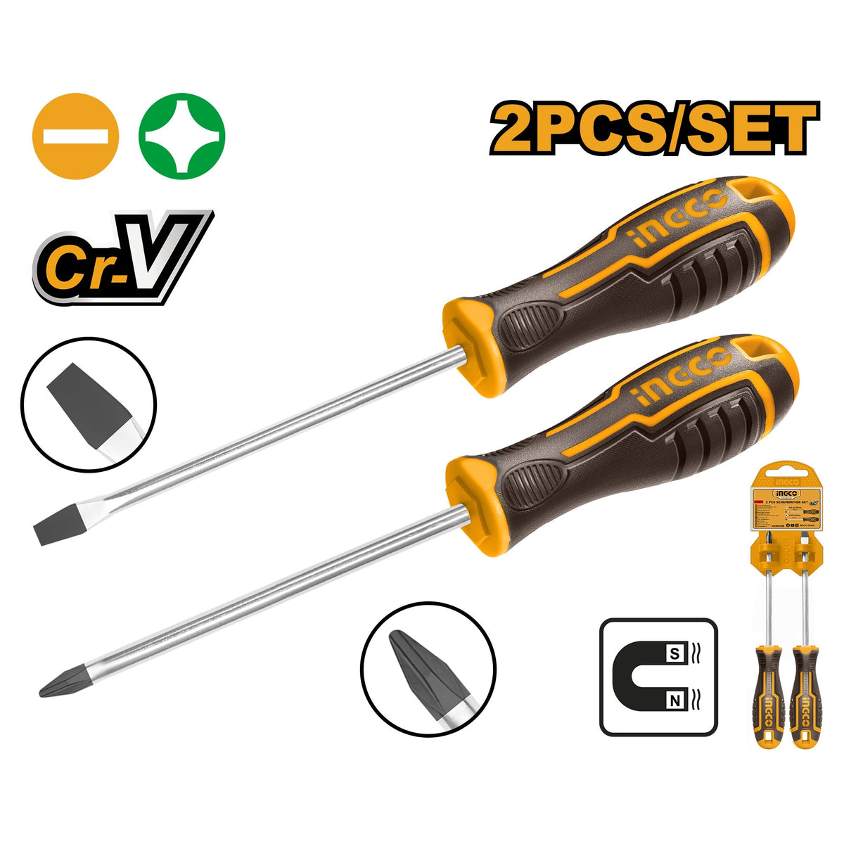 INGCO 2PCS SCREWDRIVER SET HKSD0248 Main image