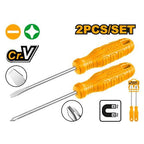 INGCO 2PCS NEW DESIGN HANDLE SCREWDRIVER (-) & (+) 125MM HKSD0258