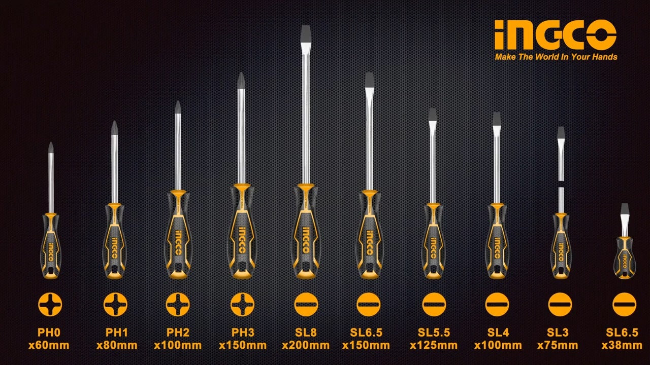 INGCO 10PCS SCREWDRIVER SET 6PCS (-) & 4PCS (+) HKSD1028 Secondary image