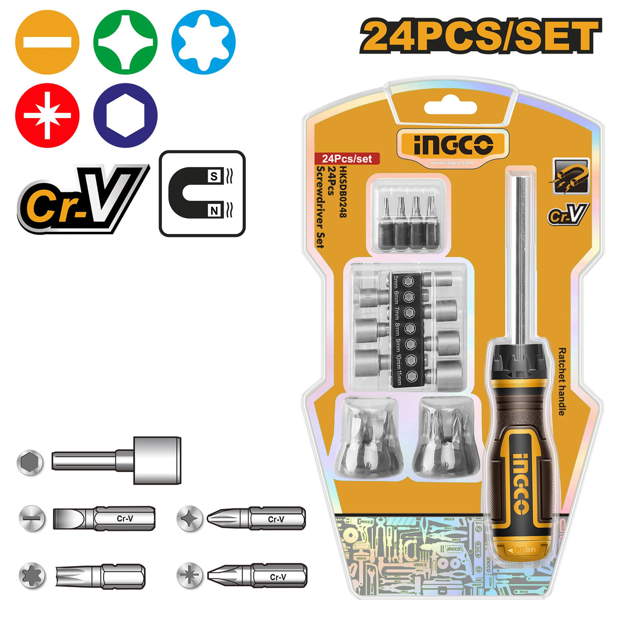 INGCO 24PCS SCREWDRIVER BIT SET HKSDB0248 Main image