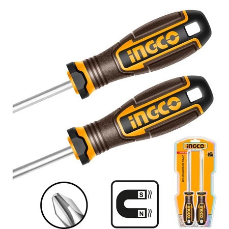 INGCO 2PCS SCREWDRIVER SET MAGNETIC TIP 6"(-) & (+) HKSDS0228 Secondary image