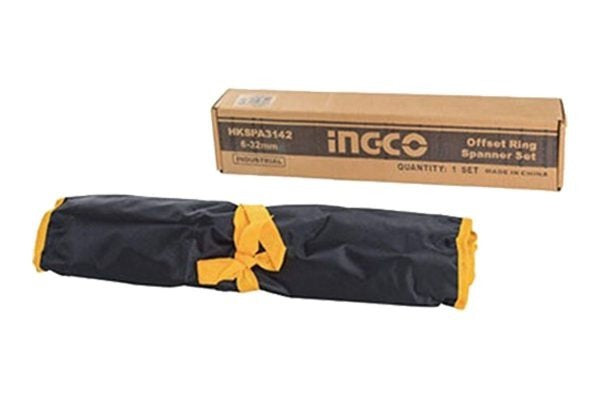 INGCO 12PCS DOUBLE OFFSET RING SPANNER SET 6X7-30X32MM HKSPA3142