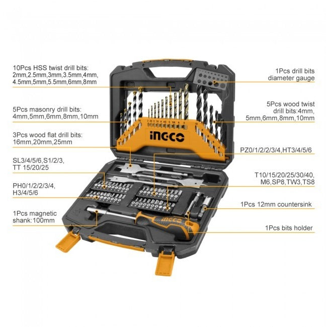 INGCO 67PCS DRILL BIT ACCESSORY SET HKTAC010671